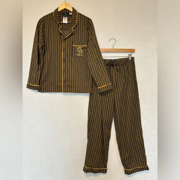 Pottery Barn Teen Harry Potter Pajamas Hufflepuff Stripe Shirt Pants size medium - Picture 1 of 16